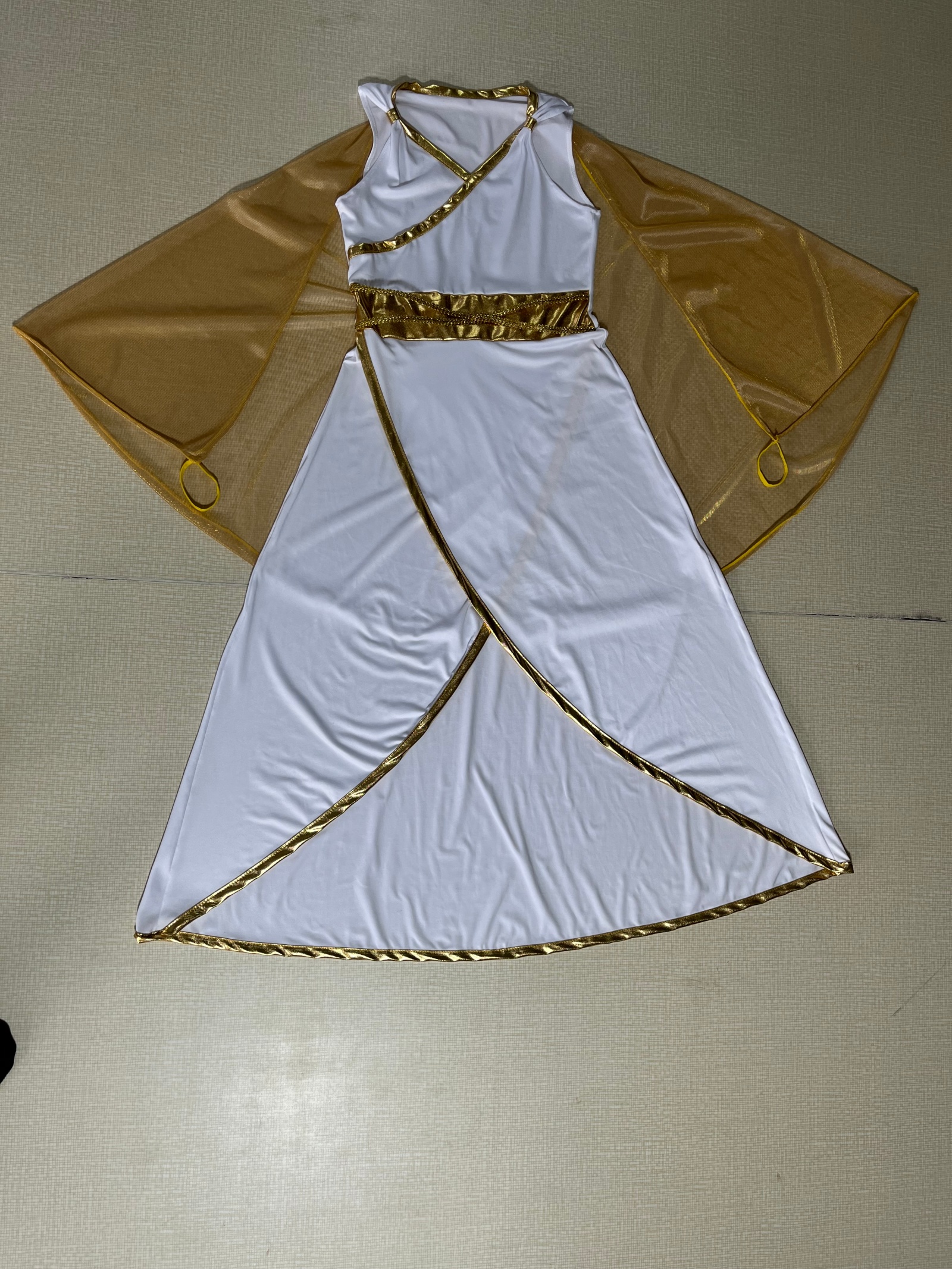 Womens Greek Roman Goddess Costume - Toga Style Maxi Dress with Cape